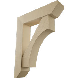 Ekena Millwork - BKTUR0756X34X42WTL06RCPR - Timberthane Faux Wood Westlake Style Bracket w/ Offset Brace, Slat Ends, 7 1/2"W x 34"D x 42"H, Primed Tan