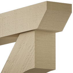 Ekena Millwork - BKTUR0756X36X36WTL06RCPR - Timberthane Faux Wood Westlake Style Bracket w/ Offset Brace, Slat Ends, 7 1/2"W x 36"D x 36"H, Primed Tan