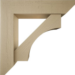 Ekena Millwork - BKTUR0756X36X36WTL06RCPR - Timberthane Faux Wood Westlake Style Bracket w/ Offset Brace, Slat Ends, 7 1/2"W x 36"D x 36"H, Primed Tan