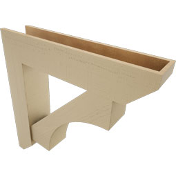 Ekena Millwork - BKTUR0756X36X36WTL06RCPR - Timberthane Faux Wood Westlake Style Bracket w/ Offset Brace, Slat Ends, 7 1/2"W x 36"D x 36"H, Primed Tan