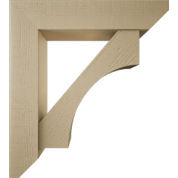 Ekena Millwork - BKTUR0756X36X40WTL06RCPR - Timberthane Faux Wood Westlake Style Bracket w/ Offset Brace, Slat Ends, 7 1/2"W x 36"D x 40"H, Primed Tan