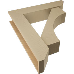Ekena Millwork - BKTUR0756X36X40WTL06RCPR - Timberthane Faux Wood Westlake Style Bracket w/ Offset Brace, Slat Ends, 7 1/2"W x 36"D x 40"H, Primed Tan