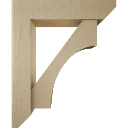 Ekena Millwork - BKTUR0756X36X44WTL06RCPR - Timberthane Faux Wood Westlake Style Bracket w/ Offset Brace, Slat Ends, 7 1/2"W x 36"D x 44"H, Primed Tan