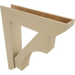 Ekena Millwork - BKTUR0756X36X44WTL06RCPR - Timberthane Faux Wood Westlake Style Bracket w/ Offset Brace, Slat Ends, 7 1/2"W x 36"D x 44"H, Primed Tan