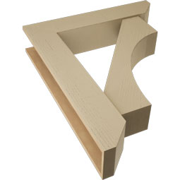 Ekena Millwork - BKTUR0756X36X44WTL06RCPR - Timberthane Faux Wood Westlake Style Bracket w/ Offset Brace, Slat Ends, 7 1/2"W x 36"D x 44"H, Primed Tan