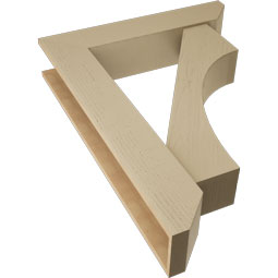 Ekena Millwork - BKTUR0756X36X48WTL06RCPR - Timberthane Faux Wood Westlake Style Bracket w/ Offset Brace, Slat Ends, 7 1/2"W x 36"D x 48"H, Primed Tan