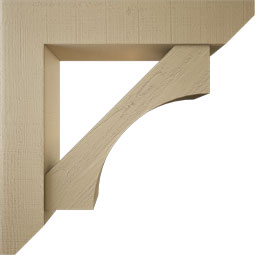 Ekena Millwork - BKTUR0756X38X38WTL06RCPR - Timberthane Faux Wood Westlake Style Bracket w/ Offset Brace, Slat Ends, 7 1/2"W x 38"D x 38"H, Primed Tan