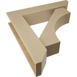 Ekena Millwork - BKTUR0756X38X38WTL06RCPR - Timberthane Faux Wood Westlake Style Bracket w/ Offset Brace, Slat Ends, 7 1/2"W x 38"D x 38"H, Primed Tan