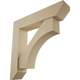 Ekena Millwork - BKTUR0756X38X38WTL06RCPR - Timberthane Faux Wood Westlake Style Bracket w/ Offset Brace, Slat Ends, 7 1/2"W x 38"D x 38"H, Primed Tan