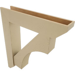 Ekena Millwork - BKTUR0756X38X44WTL06RCPR - Timberthane Faux Wood Westlake Style Bracket w/ Offset Brace, Slat Ends, 7 1/2"W x 38"D x 44"H, Primed Tan