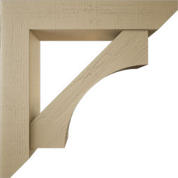 Ekena Millwork - BKTUR0756X40X40WTL06RCPR - Timberthane Faux Wood Westlake Style Bracket w/ Offset Brace, Slat Ends, 7 1/2"W x 40"D x 40"H, Primed Tan