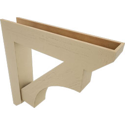 Ekena Millwork - BKTUR0756X40X40WTL06RCPR - Timberthane Faux Wood Westlake Style Bracket w/ Offset Brace, Slat Ends, 7 1/2"W x 40"D x 40"H, Primed Tan