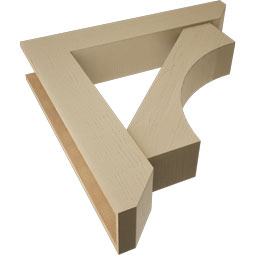 Ekena Millwork - BKTUR0756X40X40WTL06RCPR - Timberthane Faux Wood Westlake Style Bracket w/ Offset Brace, Slat Ends, 7 1/2"W x 40"D x 40"H, Primed Tan