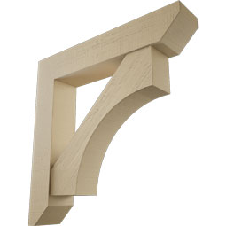 Ekena Millwork - BKTUR0756X40X40WTL06RCPR - Timberthane Faux Wood Westlake Style Bracket w/ Offset Brace, Slat Ends, 7 1/2"W x 40"D x 40"H, Primed Tan