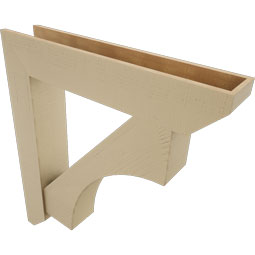 Ekena Millwork - BKTUR0756X40X44WTL06RCPR - Timberthane Faux Wood Westlake Style Bracket w/ Offset Brace, Slat Ends, 7 1/2"W x 40"D x 44"H, Primed Tan