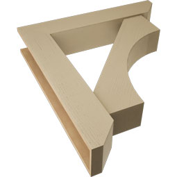 Ekena Millwork - BKTUR0756X40X44WTL06RCPR - Timberthane Faux Wood Westlake Style Bracket w/ Offset Brace, Slat Ends, 7 1/2"W x 40"D x 44"H, Primed Tan