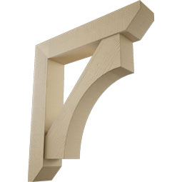 Ekena Millwork - BKTUR0756X40X44WTL06RCPR - Timberthane Faux Wood Westlake Style Bracket w/ Offset Brace, Slat Ends, 7 1/2"W x 40"D x 44"H, Primed Tan