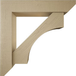 Ekena Millwork - BKTUR0756X42X42WTL06RCPR - Timberthane Faux Wood Westlake Style Bracket w/ Offset Brace, Slat Ends, 7 1/2"W x 42"D x 42"H, Primed Tan