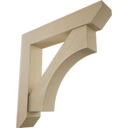 Ekena Millwork - BKTUR0756X42X42WTL06RCPR - Timberthane Faux Wood Westlake Style Bracket w/ Offset Brace, Slat Ends, 7 1/2"W x 42"D x 42"H, Primed Tan
