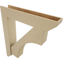 Ekena Millwork - BKTUR0756X42X48WTL06RCPR - Timberthane Faux Wood Westlake Style Bracket w/ Offset Brace, Slat Ends, 7 1/2"W x 42"D x 48"H, Primed Tan