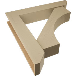 Ekena Millwork - BKTUR0756X44X44WTL06RCPR - Timberthane Faux Wood Westlake Style Bracket w/ Offset Brace, Slat Ends, 7 1/2"W x 44"D x 44"H, Primed Tan