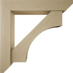 Ekena Millwork - BKTUR0756X46X46WTL06RCPR - Timberthane Faux Wood Westlake Style Bracket w/ Offset Brace, Slat Ends, 7 1/2"W x 46"D x 46"H, Primed Tan