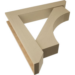 Ekena Millwork - BKTUR0756X46X46WTL06RCPR - Timberthane Faux Wood Westlake Style Bracket w/ Offset Brace, Slat Ends, 7 1/2"W x 46"D x 46"H, Primed Tan