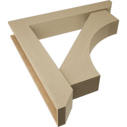 Ekena Millwork - BKTUR0756X48X48WTL06RCPR - Timberthane Faux Wood Westlake Style Bracket w/ Offset Brace, Slat Ends, 7 1/2"W x 48"D x 48"H, Primed Tan