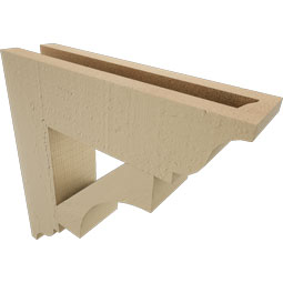 Ekena Millwork - BKTUR035X14X14WTL01RCPR - Timberthane Faux Wood Westlake Style Bracket, Traditional Ends, 3 1/2"W x 14"D x 14"H, Primed Tan