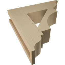 Ekena Millwork - BKTUR035X14X14WTL01RCPR - Timberthane Faux Wood Westlake Style Bracket, Traditional Ends, 3 1/2"W x 14"D x 14"H, Primed Tan