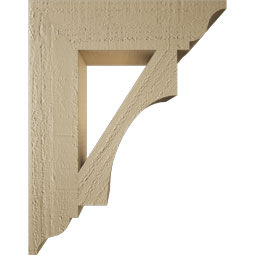 Ekena Millwork - BKTUR035X14X18WTL01RCPR - Timberthane Faux Wood Westlake Style Bracket, Traditional Ends, 3 1/2"W x 14"D x 18"H, Primed Tan