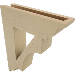 Ekena Millwork - BKTUR035X14X18WTL01RCPR - Timberthane Faux Wood Westlake Style Bracket, Traditional Ends, 3 1/2"W x 14"D x 18"H, Primed Tan