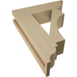Ekena Millwork - BKTUR035X14X18WTL01RCPR - Timberthane Faux Wood Westlake Style Bracket, Traditional Ends, 3 1/2"W x 14"D x 18"H, Primed Tan