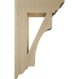 Ekena Millwork - BKTUR035X14X22WTL01RCPR - Timberthane Faux Wood Westlake Style Bracket, Traditional Ends, 3 1/2"W x 14"D x 22"H, Primed Tan