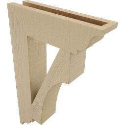 Ekena Millwork - BKTUR035X14X22WTL01RCPR - Timberthane Faux Wood Westlake Style Bracket, Traditional Ends, 3 1/2"W x 14"D x 22"H, Primed Tan