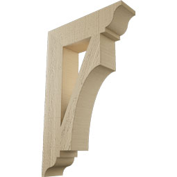Ekena Millwork - BKTUR035X14X22WTL01RCPR - Timberthane Faux Wood Westlake Style Bracket, Traditional Ends, 3 1/2"W x 14"D x 22"H, Primed Tan