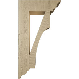 Ekena Millwork - BKTUR035X14X26WTL01RCPR - Timberthane Faux Wood Westlake Style Bracket, Traditional Ends, 3 1/2"W x 14"D x 26"H, Primed Tan