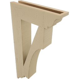 Ekena Millwork - BKTUR035X14X26WTL01RCPR - Timberthane Faux Wood Westlake Style Bracket, Traditional Ends, 3 1/2"W x 14"D x 26"H, Primed Tan
