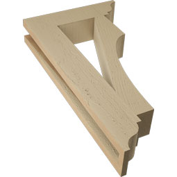 Ekena Millwork - BKTUR035X14X26WTL01RCPR - Timberthane Faux Wood Westlake Style Bracket, Traditional Ends, 3 1/2"W x 14"D x 26"H, Primed Tan
