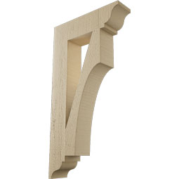 Ekena Millwork - BKTUR035X14X26WTL01RCPR - Timberthane Faux Wood Westlake Style Bracket, Traditional Ends, 3 1/2"W x 14"D x 26"H, Primed Tan