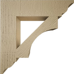 Ekena Millwork - BKTUR035X16X16WTL01RCPR - Timberthane Faux Wood Westlake Style Bracket, Traditional Ends, 3 1/2"W x 16"D x 16"H, Primed Tan