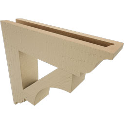 Ekena Millwork - BKTUR035X16X16WTL01RCPR - Timberthane Faux Wood Westlake Style Bracket, Traditional Ends, 3 1/2"W x 16"D x 16"H, Primed Tan