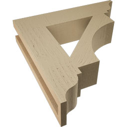 Ekena Millwork - BKTUR035X16X16WTL01RCPR - Timberthane Faux Wood Westlake Style Bracket, Traditional Ends, 3 1/2"W x 16"D x 16"H, Primed Tan