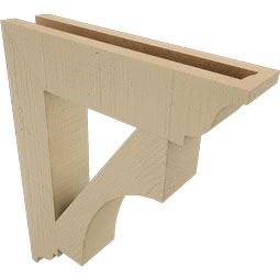 Ekena Millwork - BKTUR035X16X20WTL01RCPR - Timberthane Faux Wood Westlake Style Bracket, Traditional Ends, 3 1/2"W x 16"D x 20"H, Primed Tan