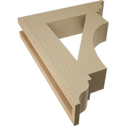 Ekena Millwork - BKTUR035X16X20WTL01RCPR - Timberthane Faux Wood Westlake Style Bracket, Traditional Ends, 3 1/2"W x 16"D x 20"H, Primed Tan