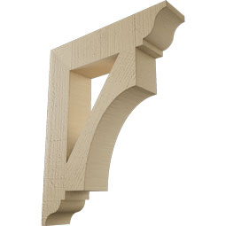Ekena Millwork - BKTUR035X16X20WTL01RCPR - Timberthane Faux Wood Westlake Style Bracket, Traditional Ends, 3 1/2"W x 16"D x 20"H, Primed Tan