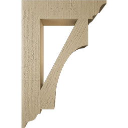 Ekena Millwork - BKTUR035X16X24WTL01RCPR - Timberthane Faux Wood Westlake Style Bracket, Traditional Ends, 3 1/2"W x 16"D x 24"H, Primed Tan
