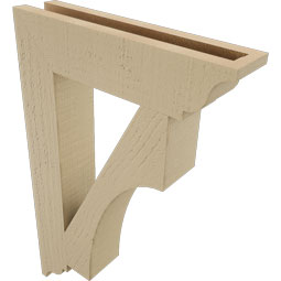 Ekena Millwork - BKTUR035X16X24WTL01RCPR - Timberthane Faux Wood Westlake Style Bracket, Traditional Ends, 3 1/2"W x 16"D x 24"H, Primed Tan