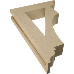 Ekena Millwork - BKTUR035X16X24WTL01RCPR - Timberthane Faux Wood Westlake Style Bracket, Traditional Ends, 3 1/2"W x 16"D x 24"H, Primed Tan