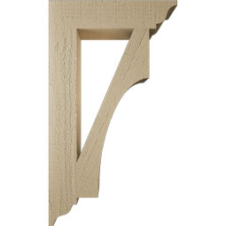 Ekena Millwork - BKTUR035X16X28WTL01RCPR - Timberthane Faux Wood Westlake Style Bracket, Traditional Ends, 3 1/2"W x 16"D x 28"H, Primed Tan